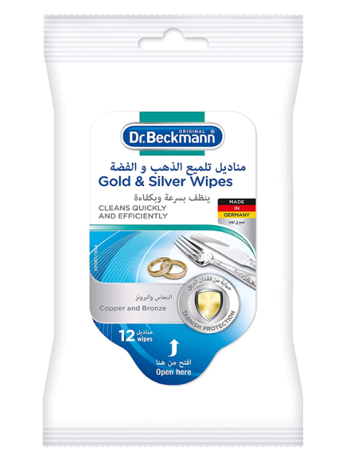 dr-beckmann-disposable-gold-silver-multipurpose-cleaning-wet-wipes-suitable-for-metalsbrassaluminumcopper-easy-to-use-diy-home-essentials-jewellery-cleaner-long-lasting-shine-12-pcs