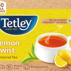 Tetley | Lemon Flavoured Refreshing Tea | Black Tea | 50 Tea Bags